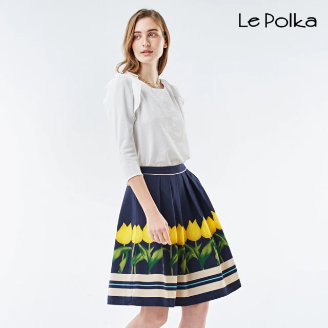 Le Polka【Le Polka】鬱金花開及膝裙-女