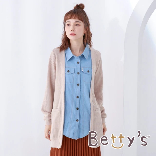 betty’s 貝蒂思【betty’s 貝蒂思】假兩件罩衫拼接牛仔上衣(卡其)