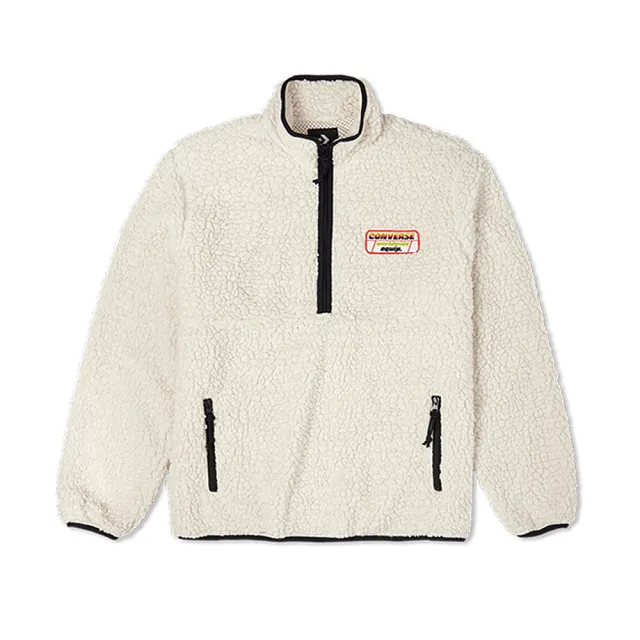 Converse品牌旗艦店 長袖上衣套頭上衣男款half Zip Sherpa Egret 米白 A03 Momo購物網