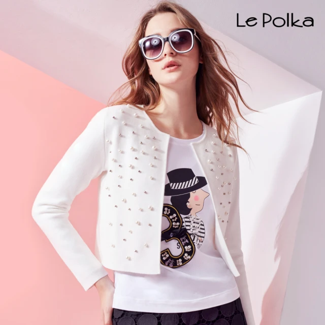 Le Polka【Le Polka】輕熟風純白珍珠外套-女