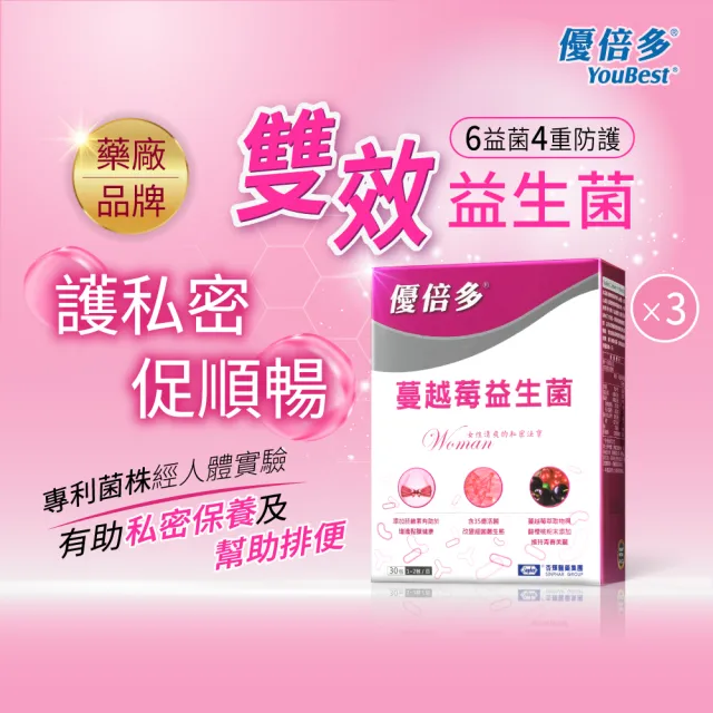 杏輝醫藥 優倍多youbest 蔓越莓益生菌三入組 Momo購物網