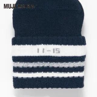 【MUJI 無印良品】幼兒棉混腳跟特殊編織直角襪深藍紋樣11~15cm