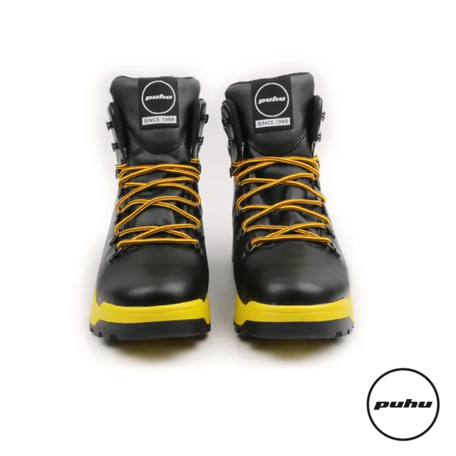 Puhu 彪琥 輕量動能防水登山靴 女款黑黃 100 Mit 防水耐磨輕量 Momo購物網