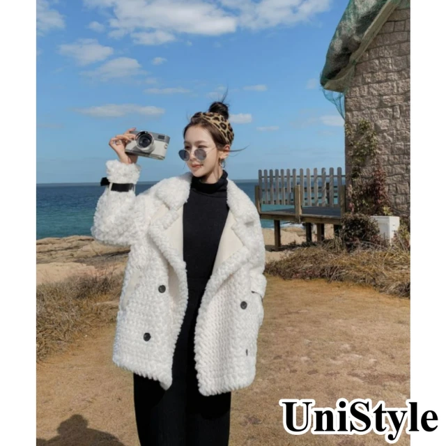 UniStyle【UniStyle】韓系率性俐落修身暖呼呼軟糯舒適長袖羊羔毛外套 女 ZM297-7839(白)