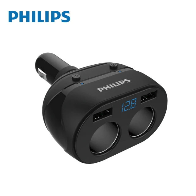 第01名 【Philips 飛利浦】電壓顯示一轉二雙USB車充(DLP3521N)