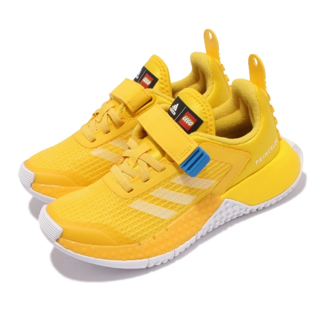 【adidas 愛迪達】休閒鞋 LEGO Sport EL 運動 童鞋 愛迪達 樂高聯名 魔鬼氈 舒適 中童 黃 藍(FZ5442)
