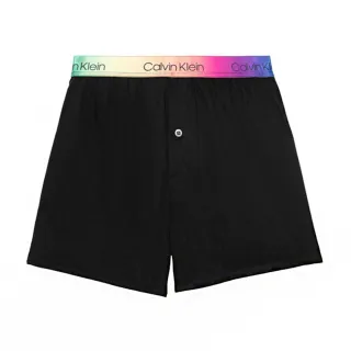 【Calvin Klein 凱文克萊】男內褲 棉質寬鬆 平口內褲/四角褲/CK內褲(彩虹帶黑)