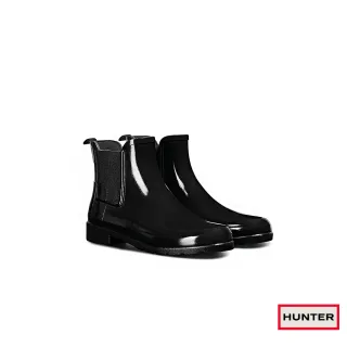 【HUNTER】女鞋-Refined切爾西亮面踝靴(黑色)