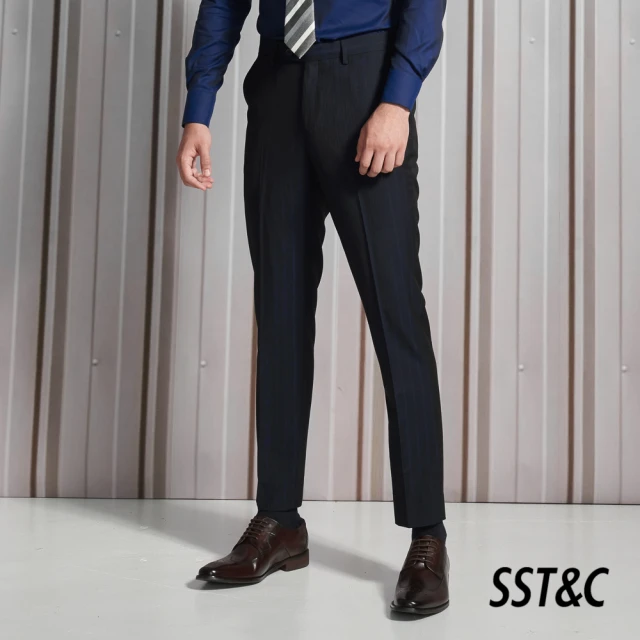 SST&C【SST&C 新品上市】藏青隱藏條紋修身西裝褲0212112004