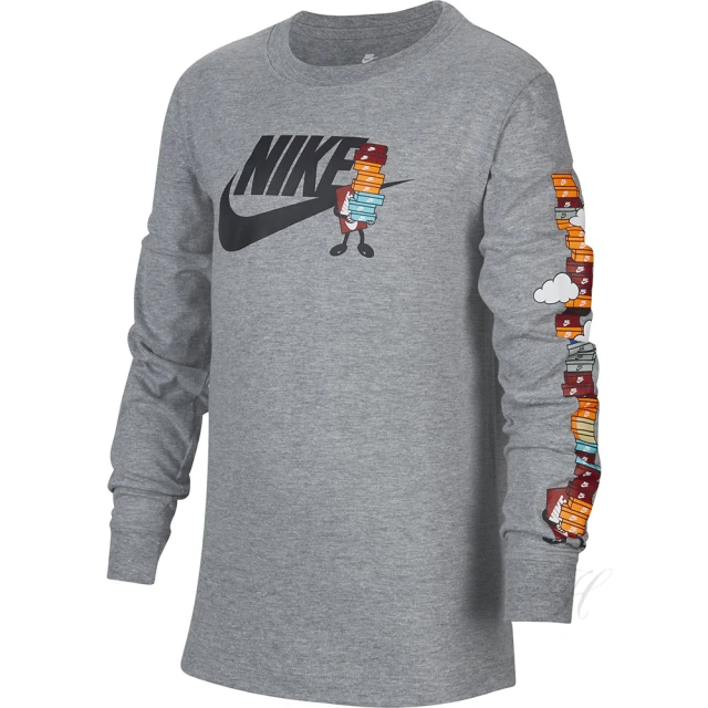 【NIKE 耐吉】上衣 男童 大童 長袖上衣 運動 U NSW LS TEE BOXY HO21 灰 DM3451-063