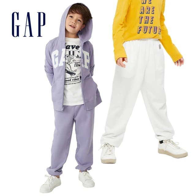 【GAP】男童 碳素軟磨系列法式圈織 Logo柔軟休閒褲(795193-紫色)