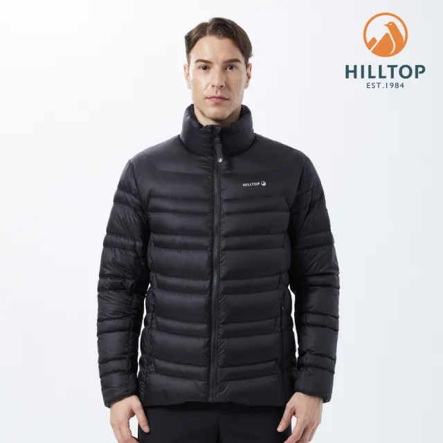 【Hilltop 山頂鳥】男款超潑水立領保暖蓄熱羽絨外套(F22M13 黑)