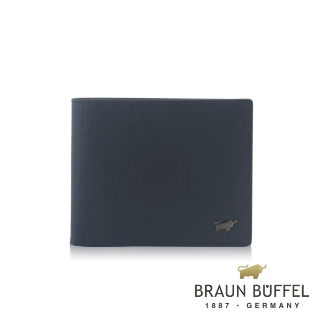 【BRAUN BUFFEL 德國小金牛】台灣總代理 默瑟-II 8卡皮夾-印度藍(BF384-313-II)