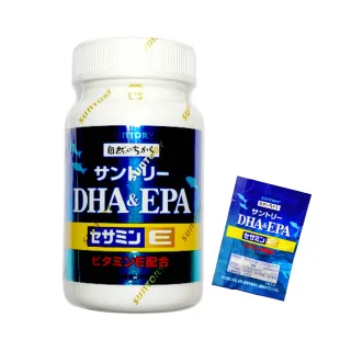 【Suntory 三得利】魚油DHA&EPA+芝麻明E x 1瓶 + 10包(120顆+40顆)