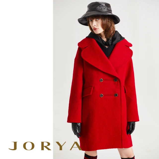 【JORYA】L1604303羅紋V字設計羊毛針織長袖兔毛連帽上衣