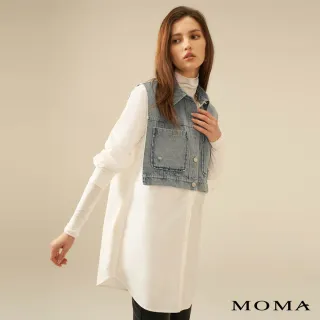 【MOMA】假兩件牛仔拼接襯衫(白色)