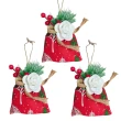 【摩達客】耶誕-聖誕裝飾小布包禮物袋吊飾(三入組-紅色系)