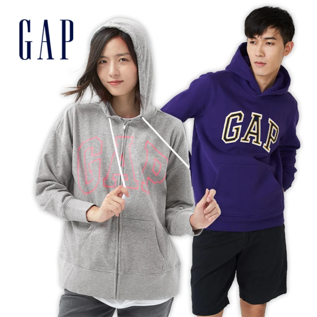 【GAP】男女裝 碳素軟磨系列 Logo連帽外套(多色可選)
