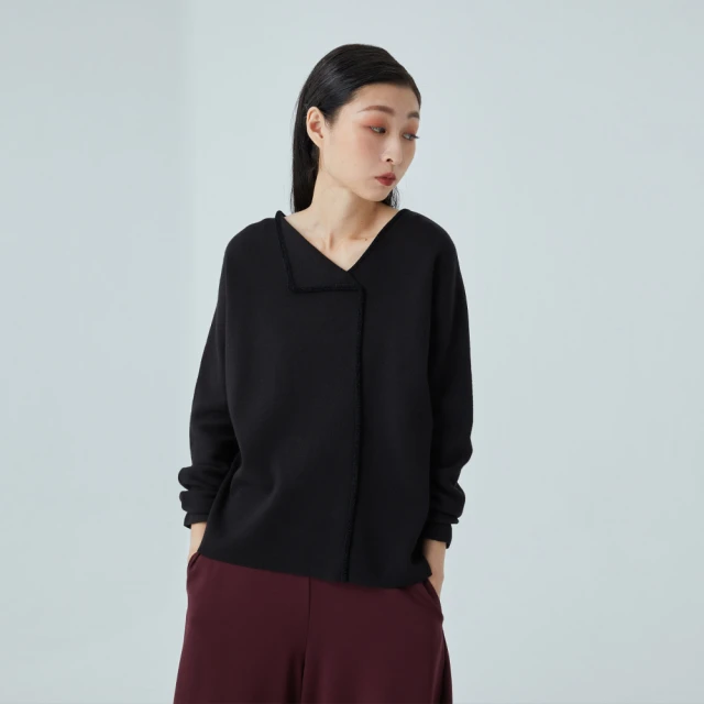 【giordano ladies】21FW-連袖針織上衣(黑色)