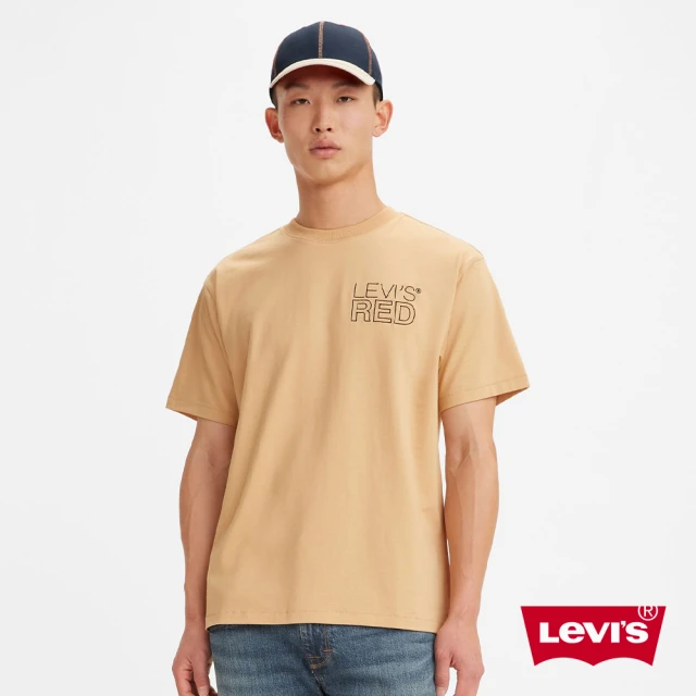 LEVIS【LEVIS】Red工裝手稿風 男款 短袖T恤 / 復古手寫風Logo / 寬鬆休閒版型 / 卡其駝-人氣新品