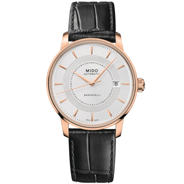 【MIDO 美度】BARONCELLI SIGNATURE 永恆系列 巴黎釘紋 鈦游絲 機械腕錶 / 39mm(M0374073603101)