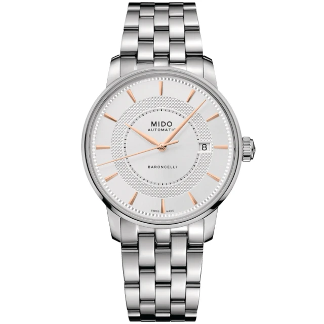 【MIDO 美度】BARONCELLI SIGNATURE 永恆系列 巴黎釘紋 鈦游絲 機械腕錶 / 39mm(M0374071103101)