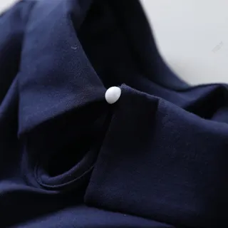 【初色】韓版寬鬆拼接長袖T恤-深藍色-90552(M-2XL可選)