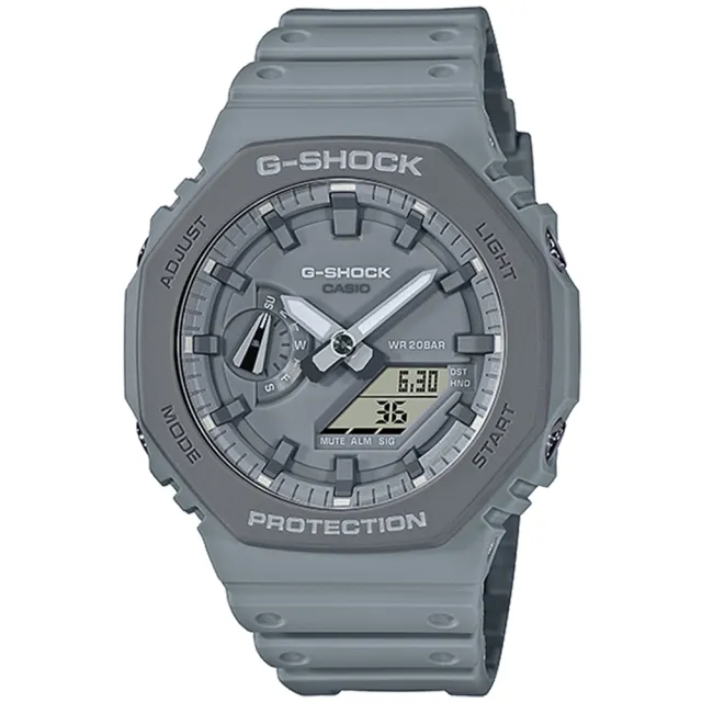 【CASIO 卡西歐】G-SHOCK 八角農家橡樹雙顯手錶-灰(GA-2110ET-8A/速)