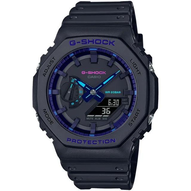 【CASIO 卡西歐】G-SHOCK 八角農家橡樹雙顯手錶-VIRTUAL BLUE 系列(GA-2100VB-1A/速)