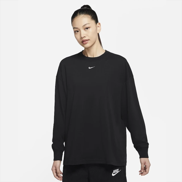 【NIKE 耐吉】上衣 女款 大學T 長袖上衣 運動 AS W NSW ESSNTL LS TOP 黑 DM6233-010