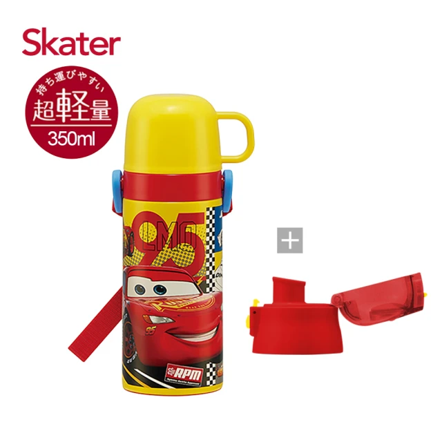 【Skater】不鏽鋼保溫水壺-直飲420ml+杯蓋組(迪士尼閃電麥坤)