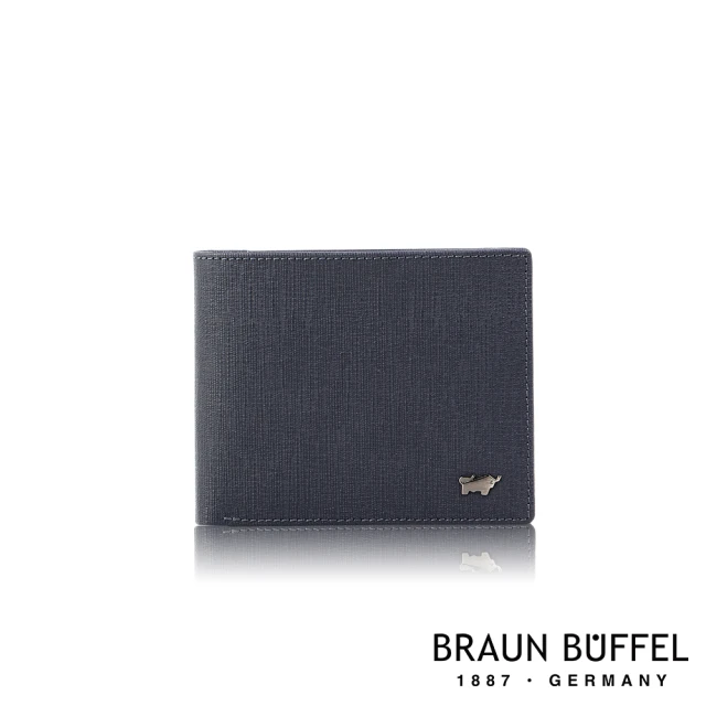 【BRAUN BUFFEL 德國小金牛】台灣總代理 戰神 8卡皮夾-藍色(BF378-313-NY)