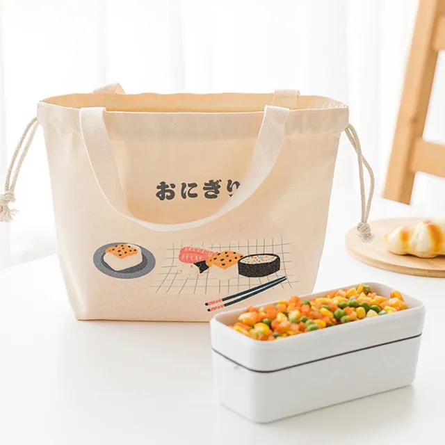 【省時好物】日式手繪和風帆布束口手提餐袋 午餐袋  便當袋