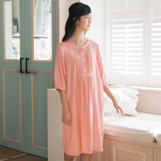【Wacoal 華歌爾】睡眠研究系列 M-L 7分袖裙裝睡衣 LWB09181OR(橘)