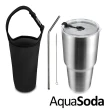 【AquaSoda】美國304不鏽鋼陶瓷雙層保溫保冰杯900ml(含提袋組)