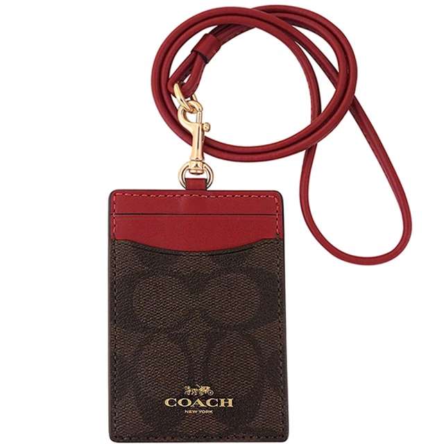 COACH【COACH】大C PVC識別證件夾-紅色(買就送璀璨水晶觸控筆)