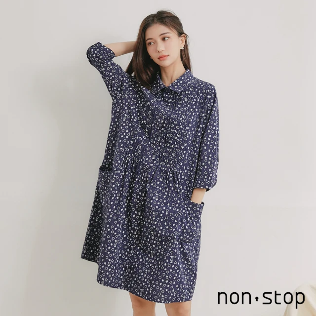 non-stop【non-stop】清新花漾打摺襯衫式洋裝-2色