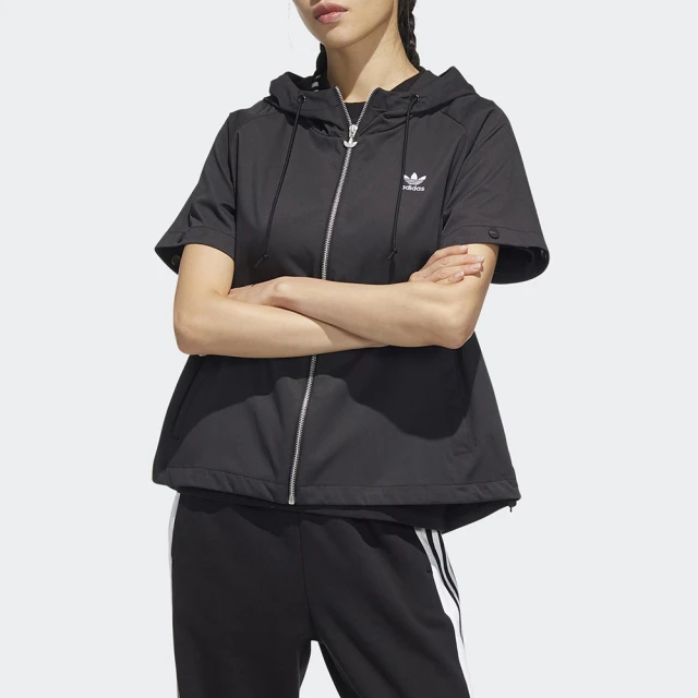 【adidas 愛迪達】外套 女 運動 訓練 風衣外套 連帽外套 三葉草 國際碼 AO WB 1 黑 HH9458