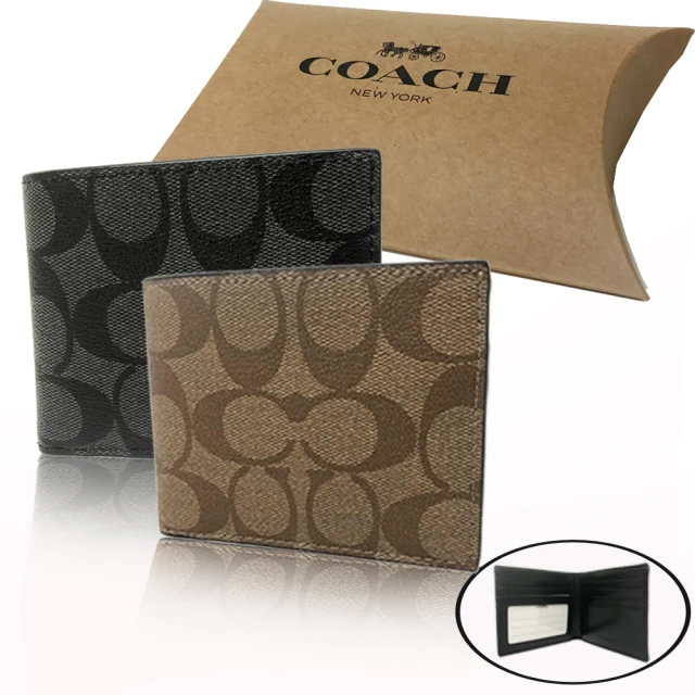 COACH【COACH】經典LOGO 照片6卡男款短夾禮盒(多色選一)