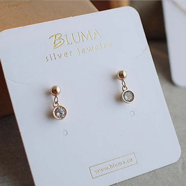 BLUMA【BLUMA】傾聽純銀耳環(女生禮物 抗敏感小資飾品 單顆鋯石垂墜 優雅時尚金)