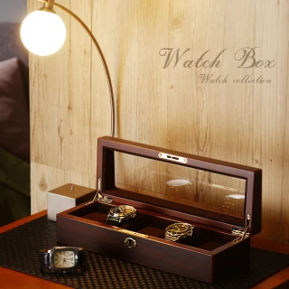 5入木質手錶收納盒/手錶防塵/錶盒/日本/可鎖鑰匙/含錶枕(台灣製造)