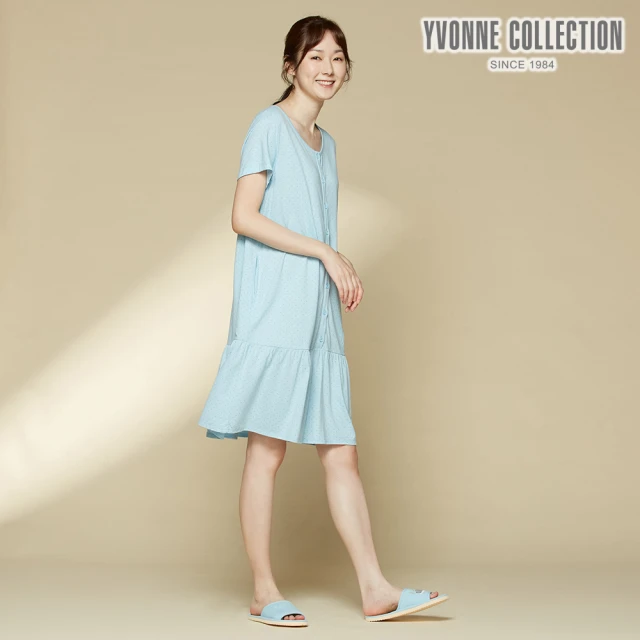 Yvonne Collection【Yvonne Collection】竹纖維點點短袖洋裝(春日藍)