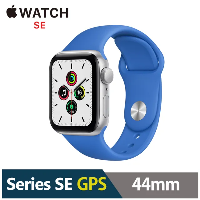 【Apple 蘋果】Watch SE GPS版44mm★3D全屏保貼組(鋁金屬錶殼搭配運動型錶帶)
