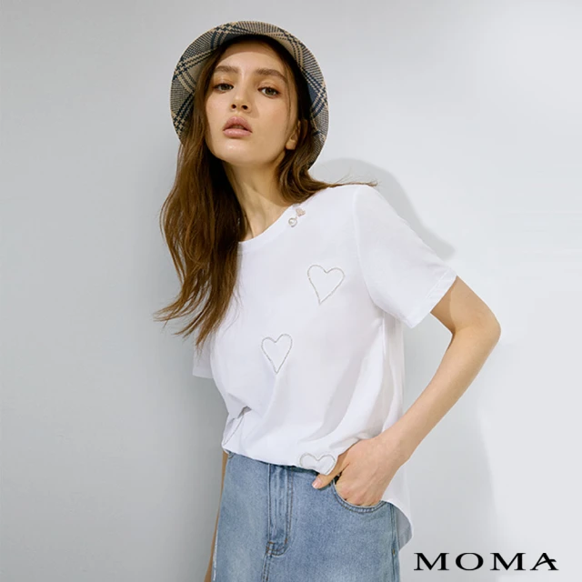【MOMA】簡約愛心燙鑽T恤(兩色)