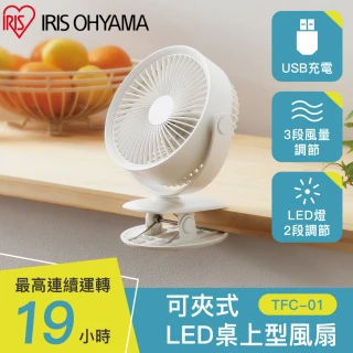 【IRIS】可夾式LED桌上型風扇 TFC-01(USB充電 輕巧便攜 小風扇)