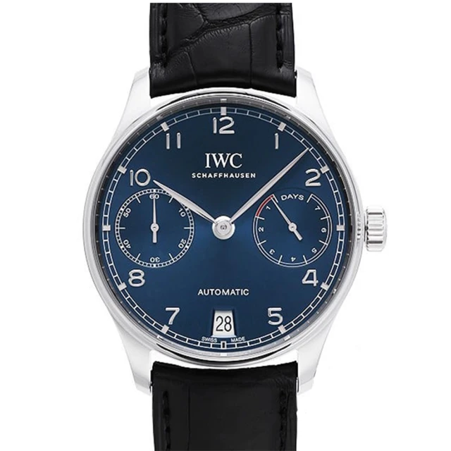 【IWC 萬國錶】Protuguese 大葡萄牙系列七日鍊機械款x藍面x42.3mm(IW500710)