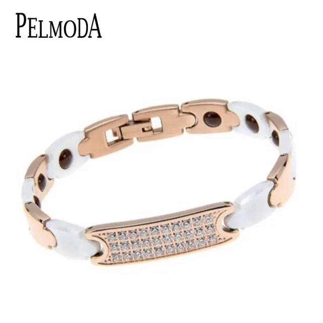 【Pelmoda】玫瑰金陶瓷晶片鍺鏈(黑陶瓷/白陶瓷)