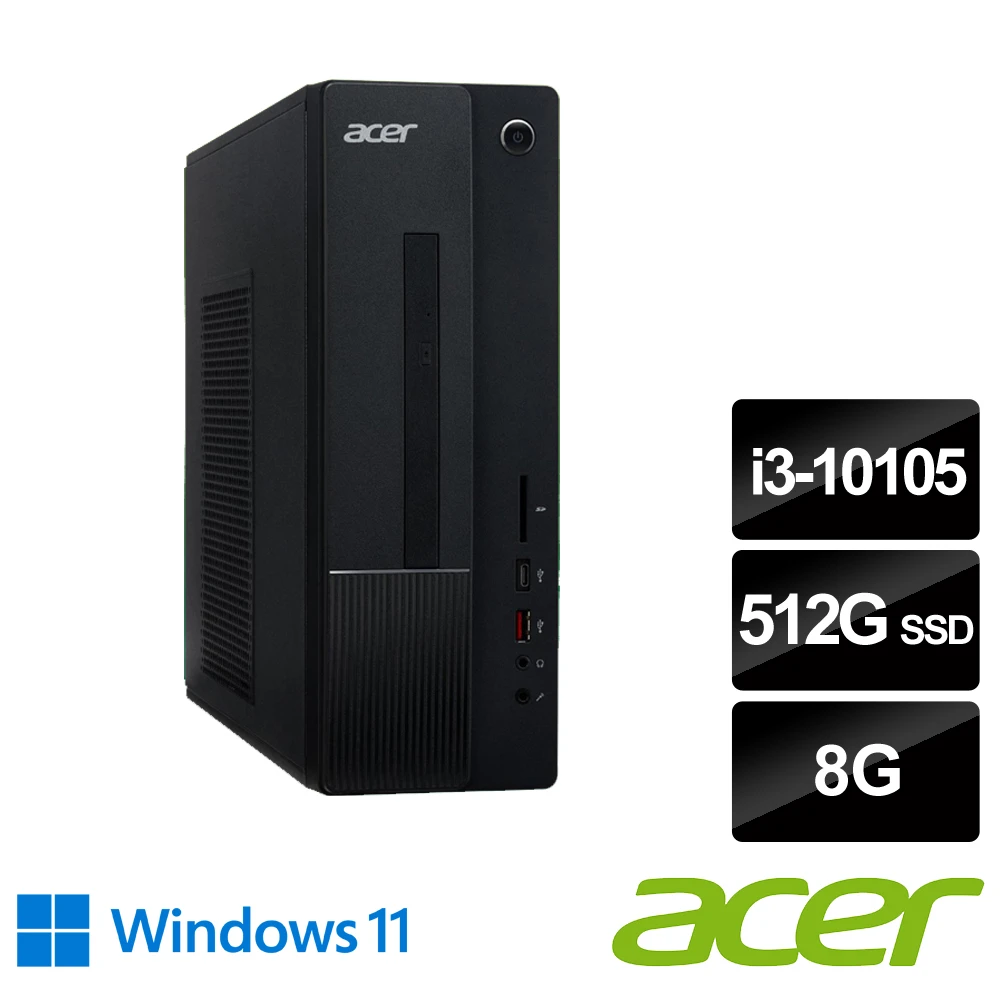 【Acer 宏碁】Aspire XC-1650 四核電腦(i3-10105/8G/512G PCIe SSD/Win11)