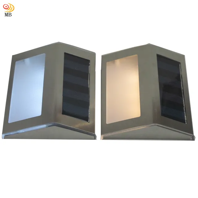 【月陽】不鏽鋼太陽能自動光控3LED台階燈璧燈庭園燈超值2入(ST1082)/