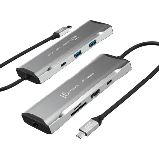 【j5create 凱捷】USB Type-C 真4K60 HDMI / Gen2高速9合1多功能集線器Hub / SD4.0高速讀卡 - JCD393